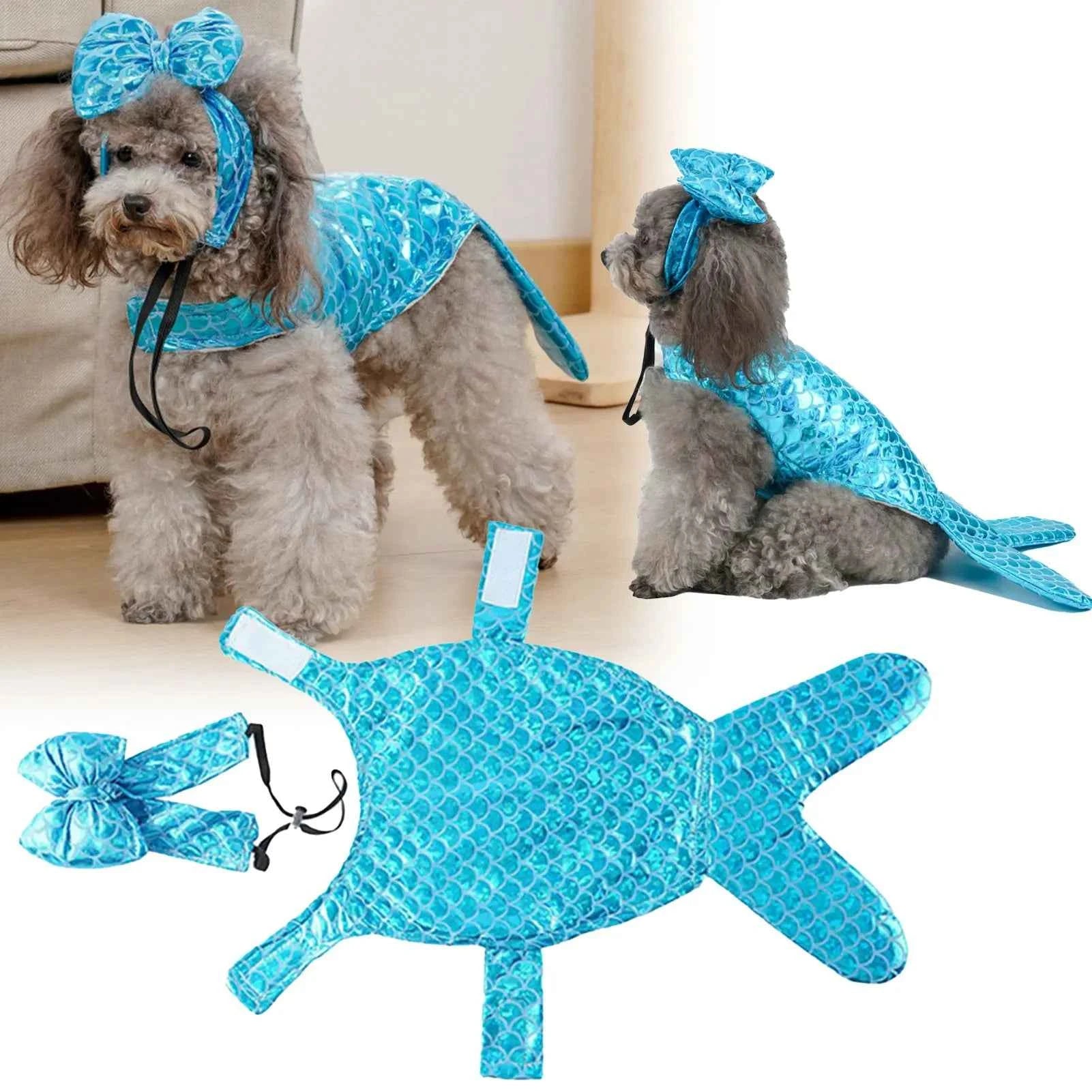 Hobbaggo Personalized Mermaid Dog Costume Funny Cosplay Party Pet Clothing