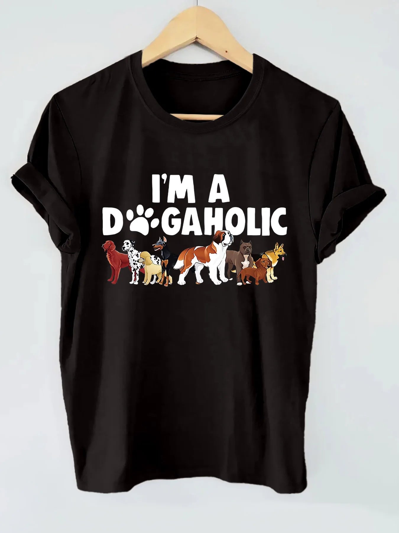 Pet Harmony Supplies Womens Dogaholic Graphic Tee Casual