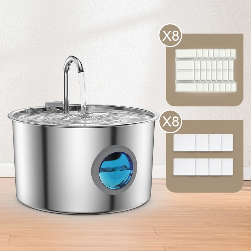 OPETH Stainless Steel Cat Water Fountain Automatic Pet Dispenser