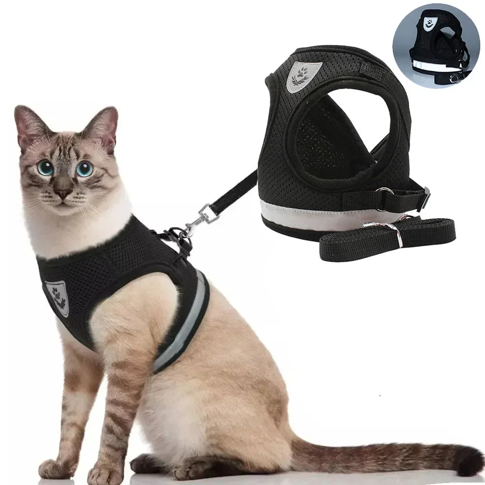 CAIBAN Cat Harness Leash Set Reflective Escape Proof Mesh Vest