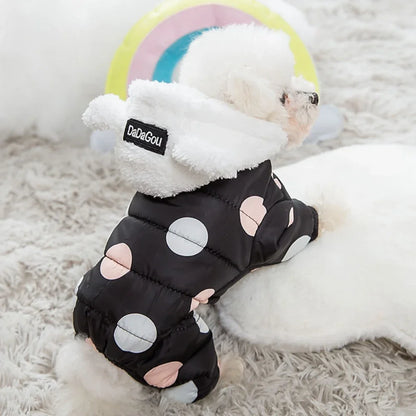 Winter Pet Hoodies Coat Cotton Clothes Dot Sweatshirt Super Warm Jumpsuit For Puppy Small Dogs Chihuahua Doggie Jacket Jumpsuit