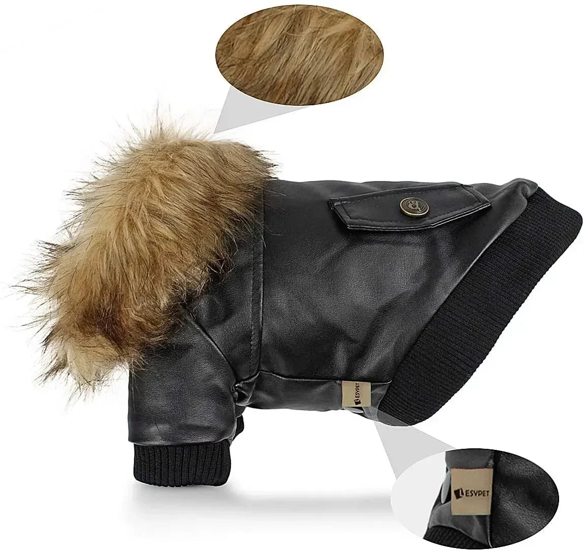 for Coat Medium Dog winter Leather pets for dog Waterproof PU clothes Small Dogs Winter Dog to Puppy Coats clothes Jackets