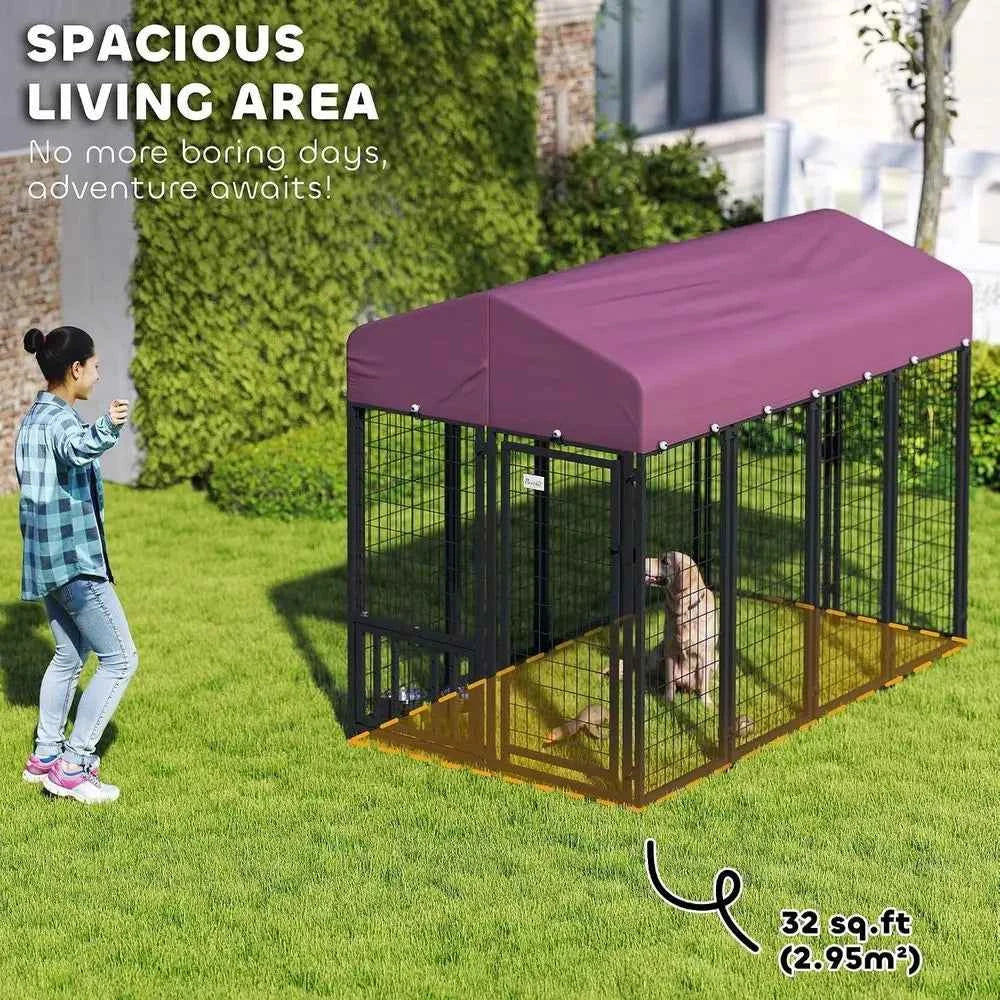 Heavy Duty Outdoor Dog Kennel With Adjustable Bowls And Lock