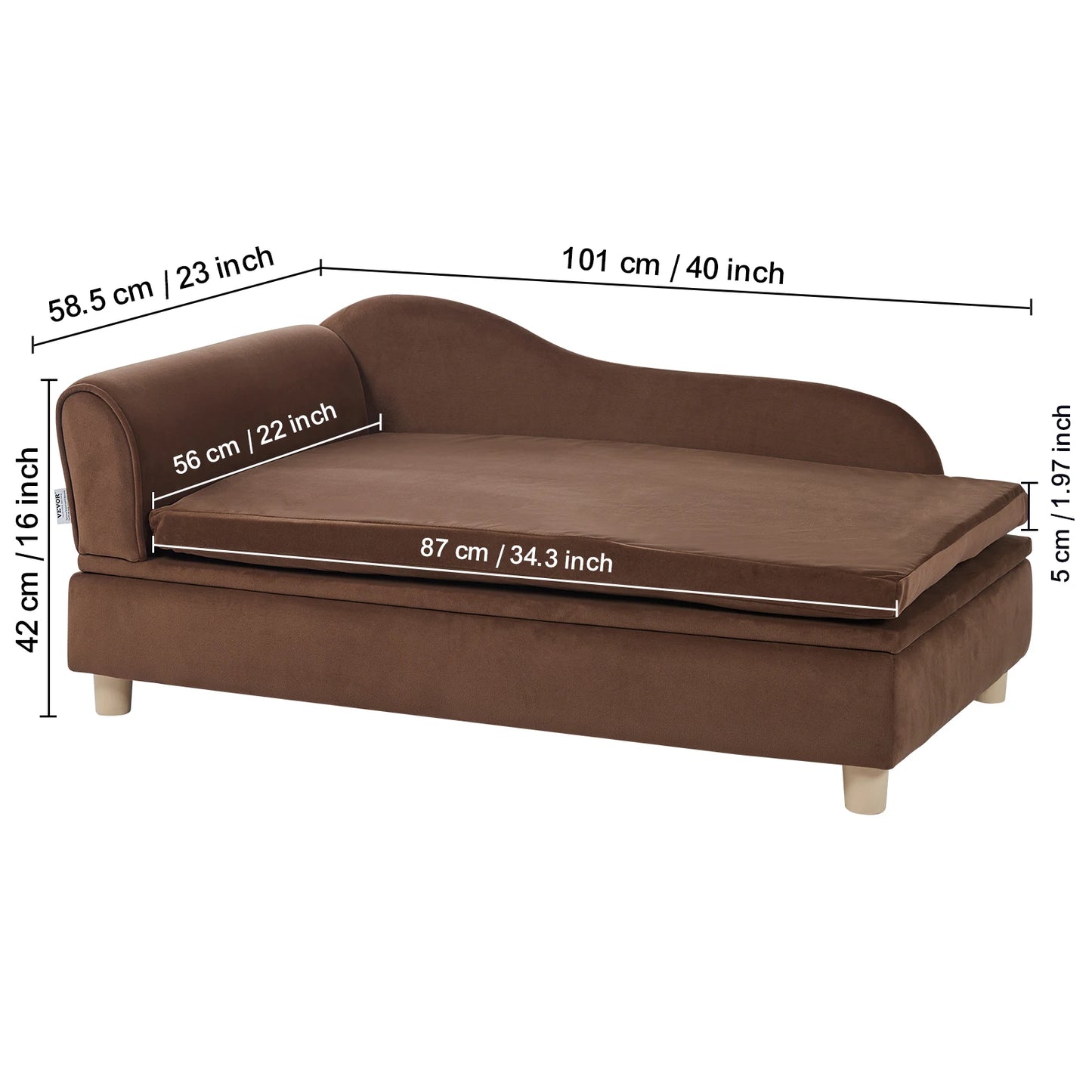 SucceBuy Velvet Pet Sofa for Dogs and Cats Living Room