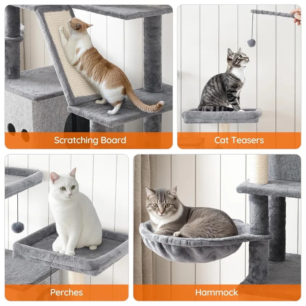 Modern All In One Cat Tower With Litter Box Enclosure