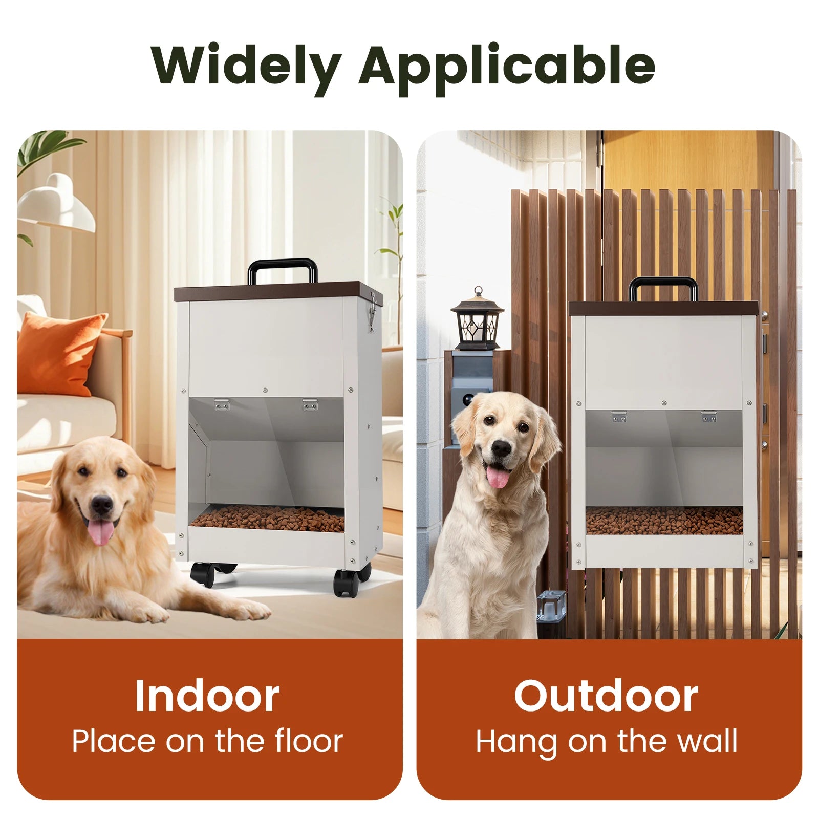 30LBS Large Capacity Automatic Pet Dog Feeding Dispenser Food Trough with Wheels