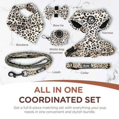 No Pull Harness and Leash Set - 6-in-1 Adjustable Vest Harness and Collars for and Dogs