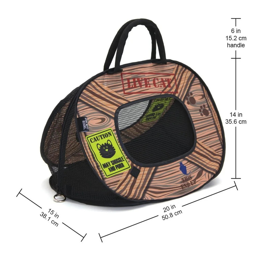 Collapsible Lightweight Cat Carrier Zipper Lock Portable Travel Pet Carrier Cats and Kittens with Ventilated Mesh Panels