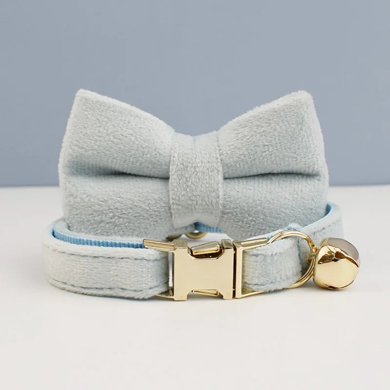 NONED Bowknot Cat Collar With Bell Engraving ID Tag