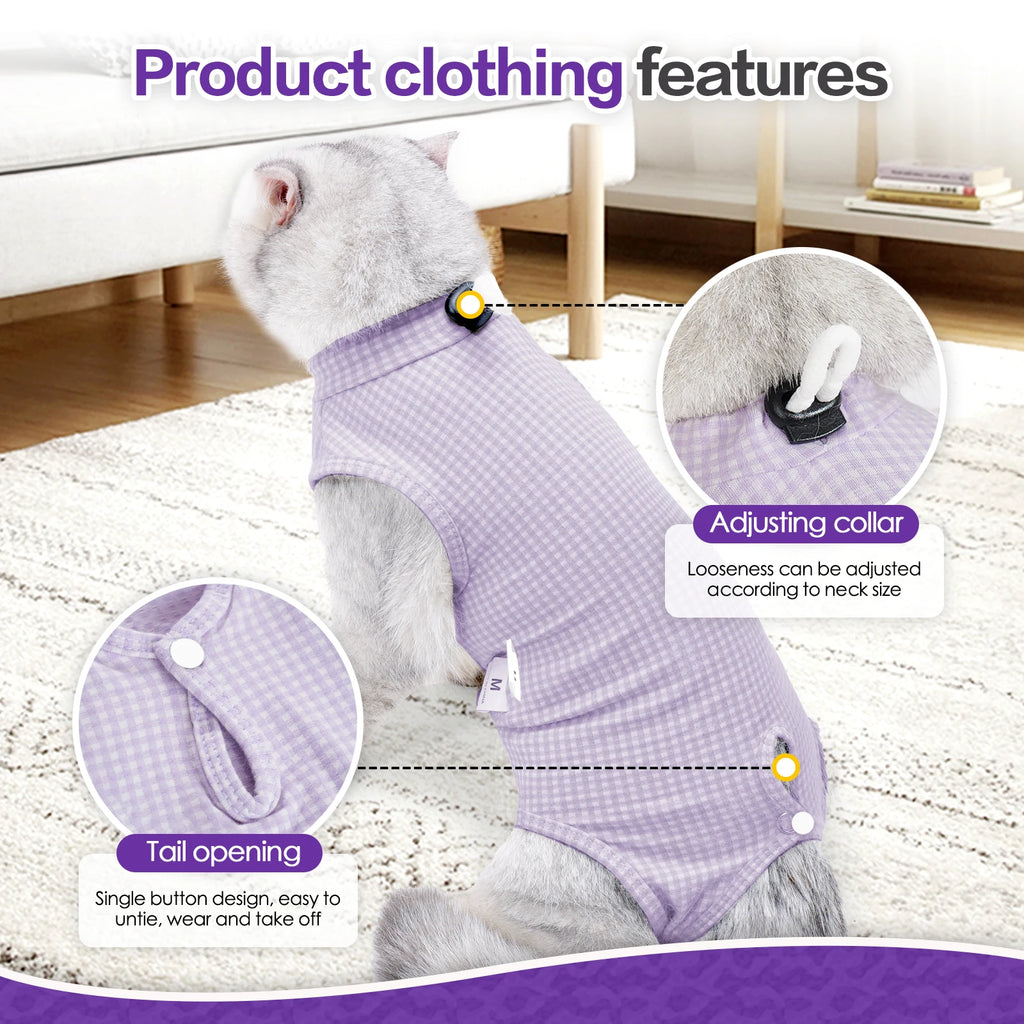 Cat Recovery Suit Professional,Abdominal Wounds Cone E-Collar Alternative,Pet Surgical Recovery Suit Soft Onesie for Cats