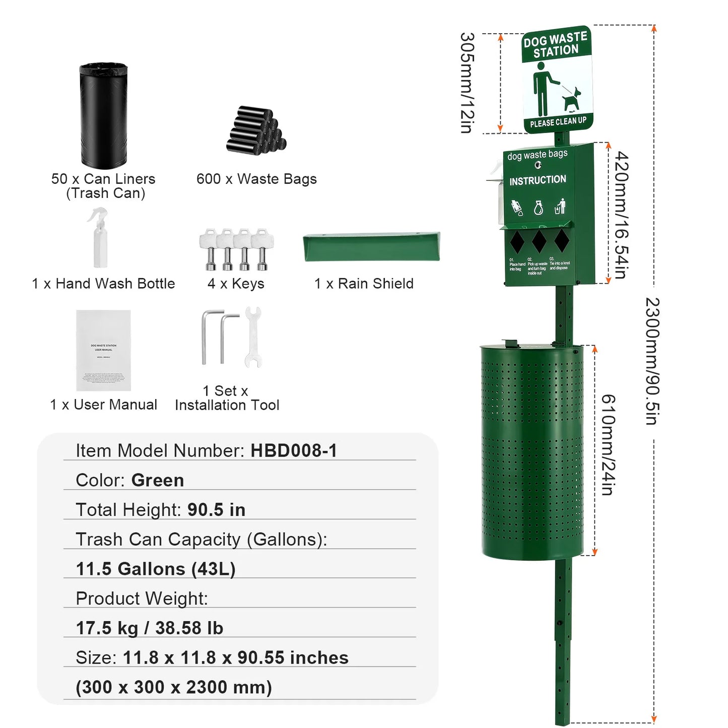 Dog Waste Station With Hand Wash Bottle Bag Dispenser Outdoor