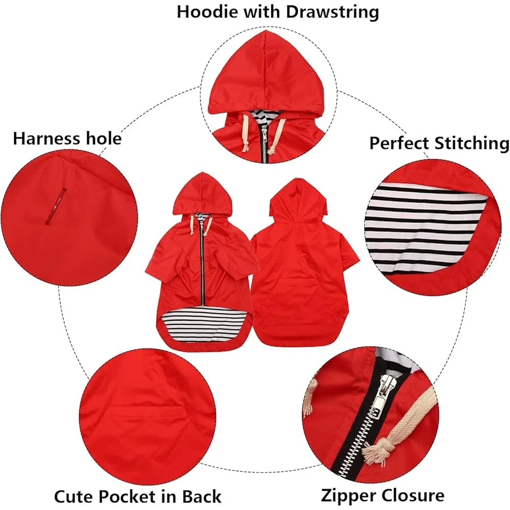 Waterproof Dog Raincoat Jacket With Harness Hole Pocket