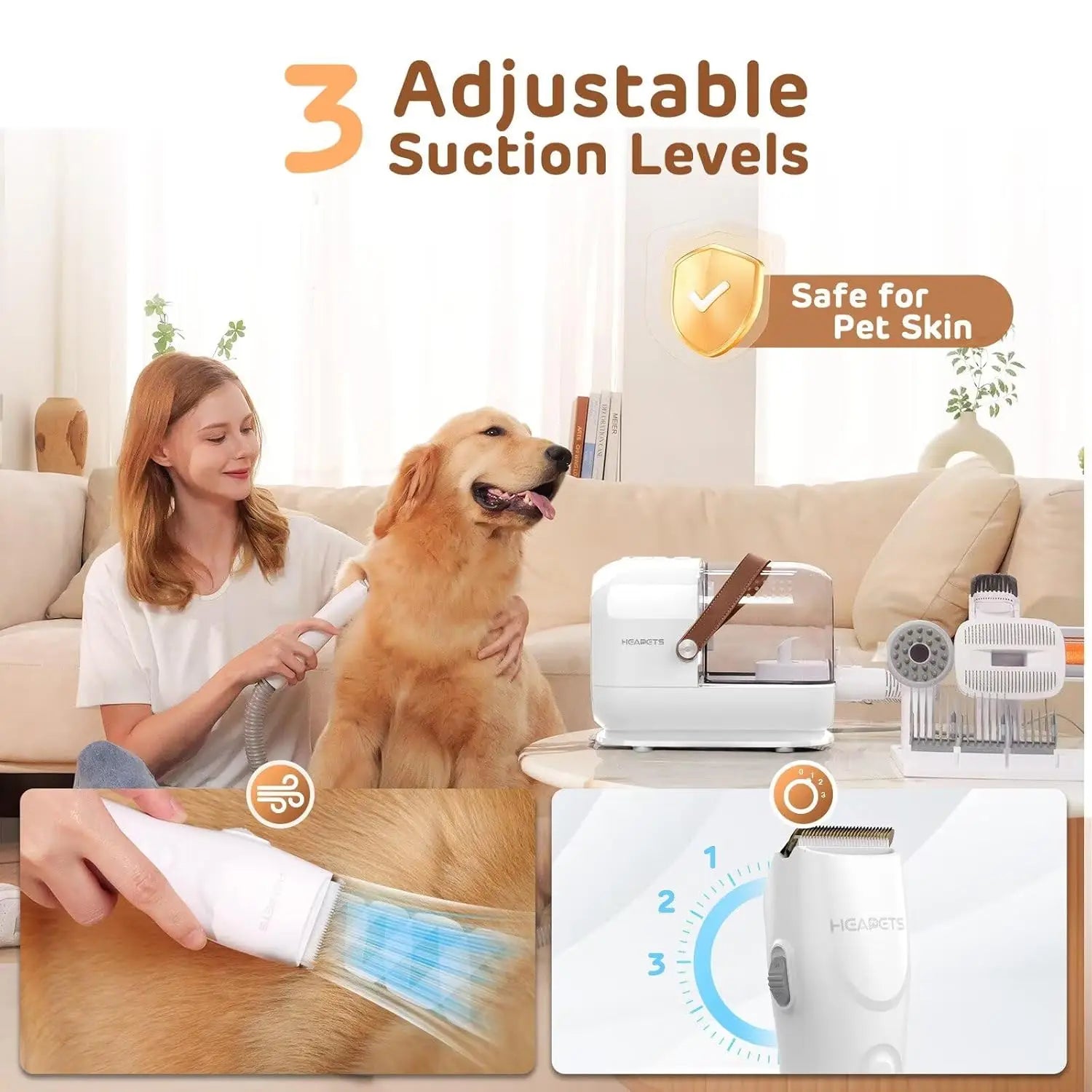 Pet Grooming Vacuum Kit With 7 Tools For Home Shedding