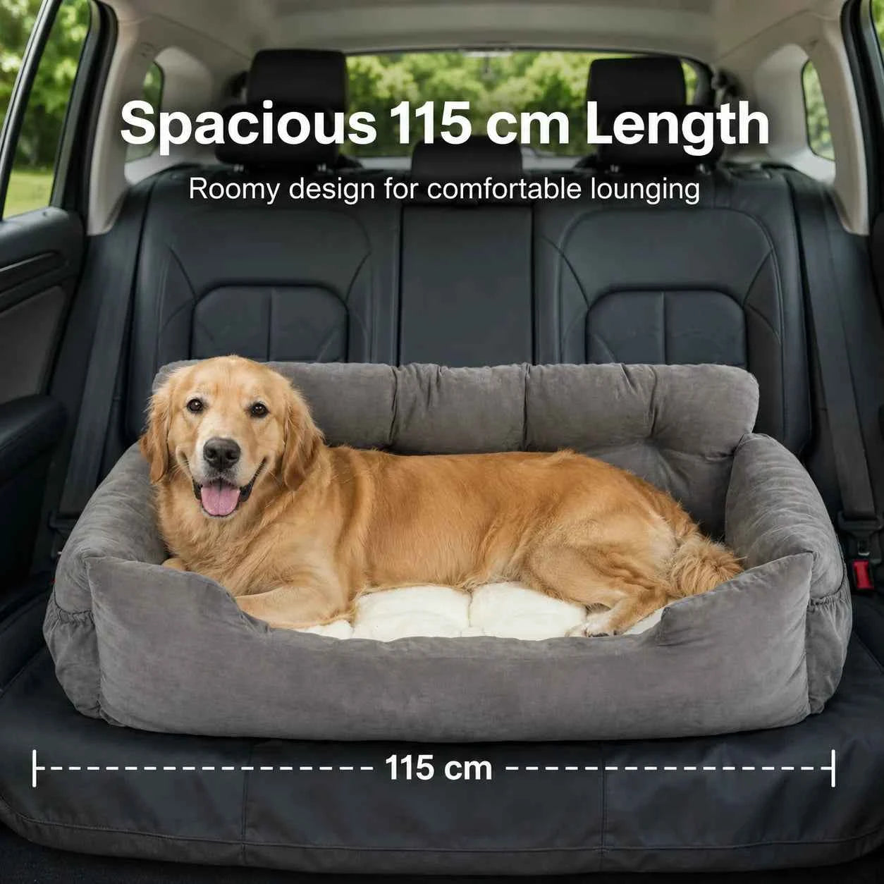 Pet Car Seat, Portable Dog Booster Seat with Safety Leash & Storage Pockets, Waterproof Travel Cat Bed for Small/Medium/Large Dogs