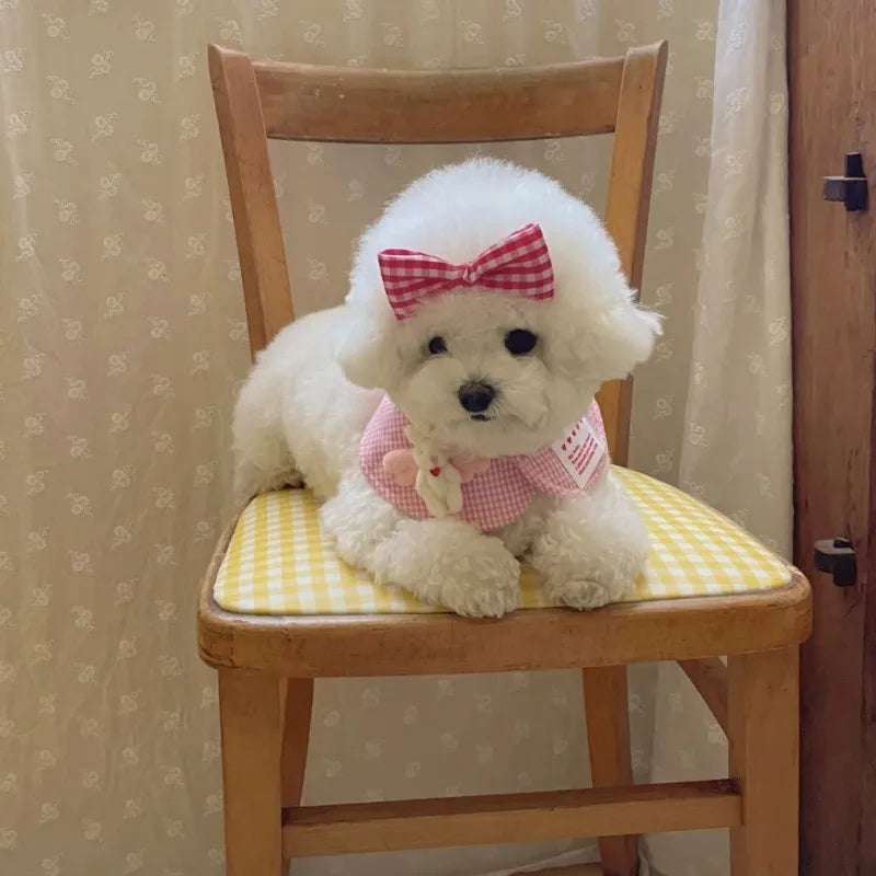 JOANINPET Cute Plaid Rabbit Cape Dog Cat Fleece Scarf Accessories