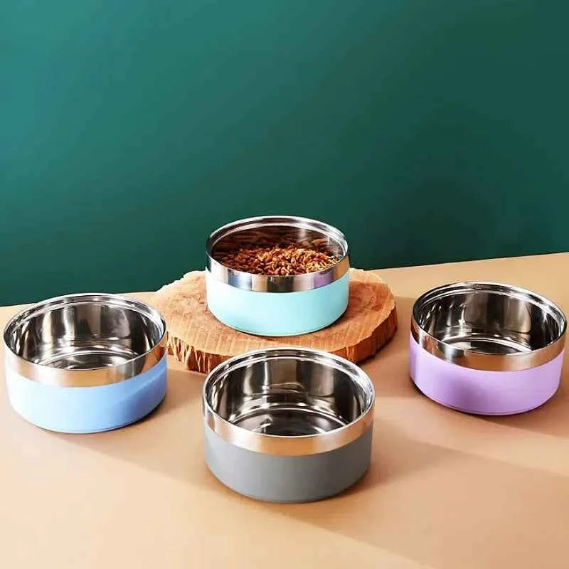 Dog Food Bowl Stainless Steel Dog Bowl Double-layer Water Bowls for Dogs Feeding Non-slip Cat Drinking Bowls Feeder Pet Supplies