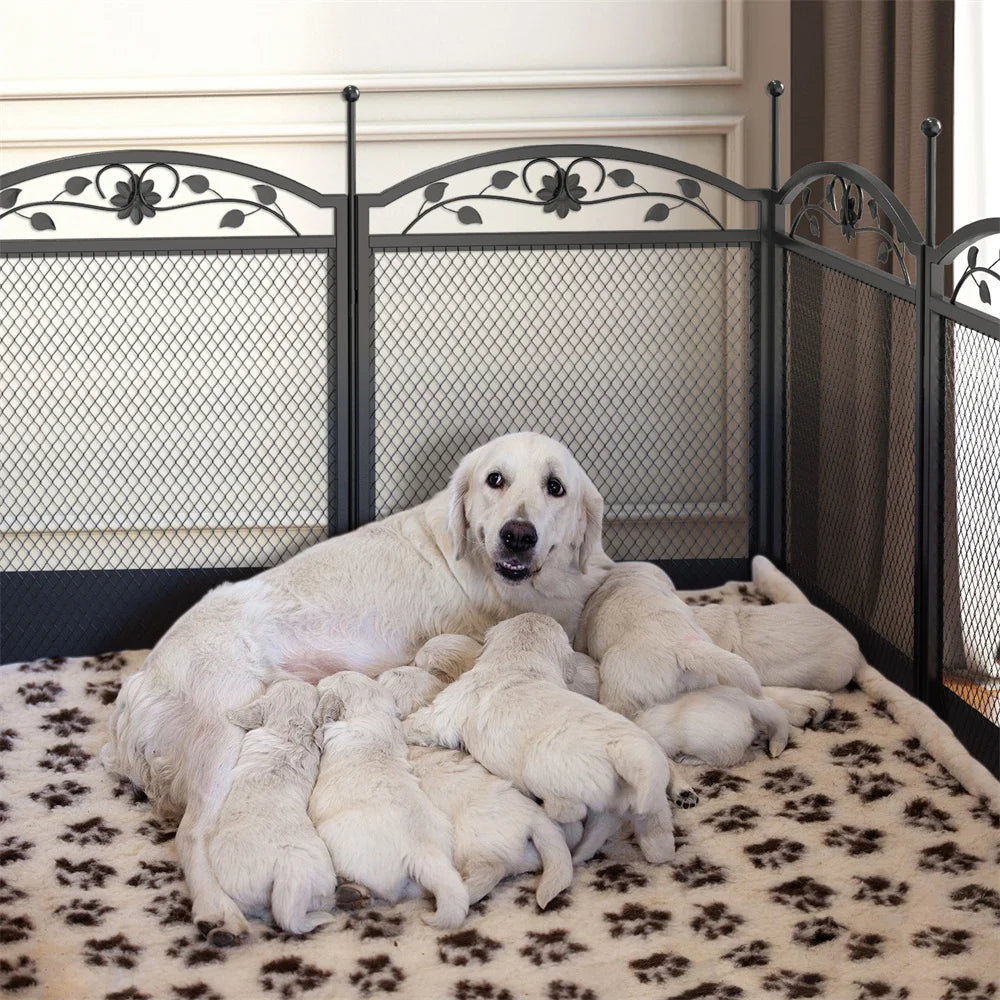 Heavy Duty Large Dog Playpen Pet Exercise Run Enclosure Fence Pet Whelping Pen Box with Waterproof Fertility Mat Indoor Outdoor