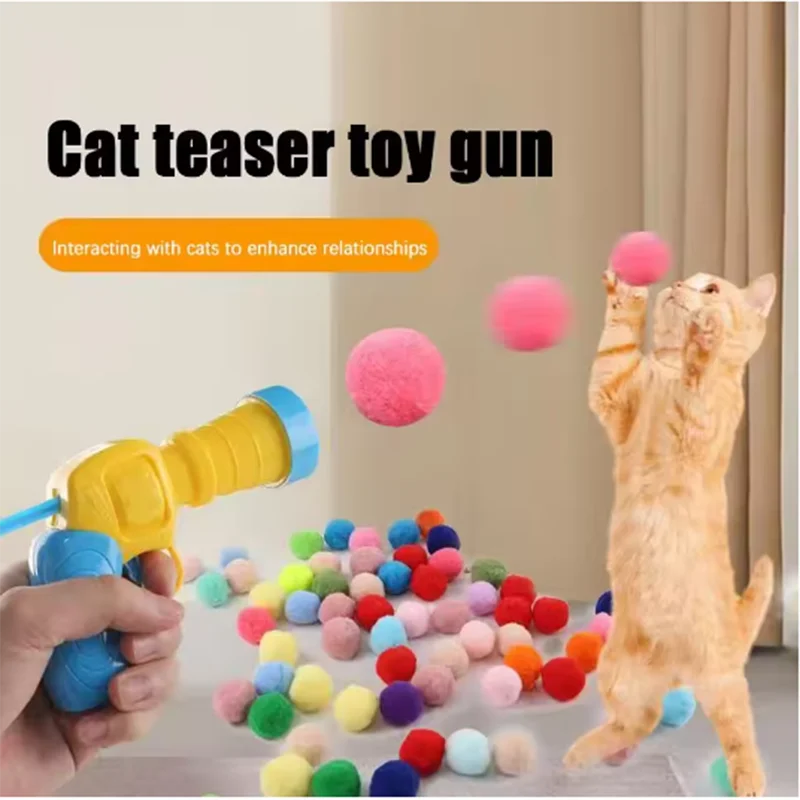 Interactive Cat Toy Ball Launcher Plush Balls High Bounce Fun
