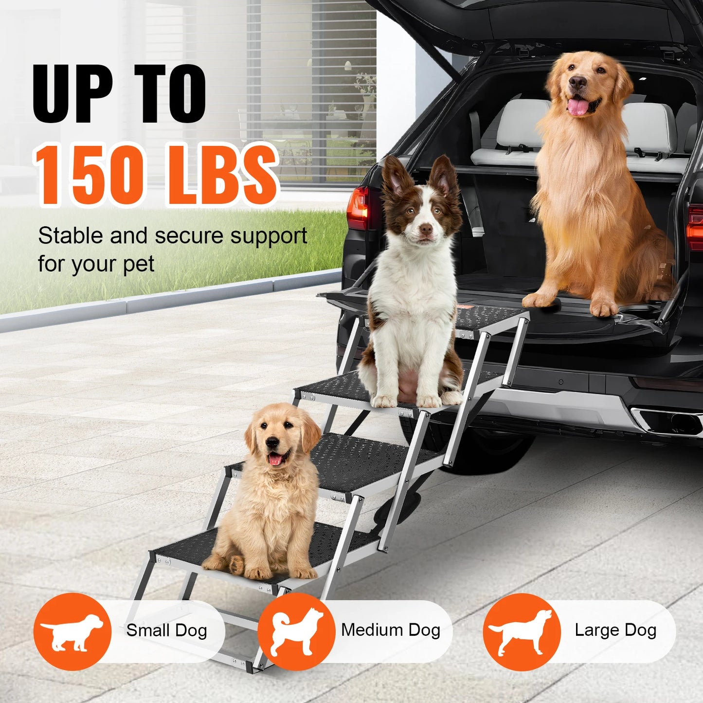 SucceBuy Dog Car Steps Folding Portable Pet Stairs