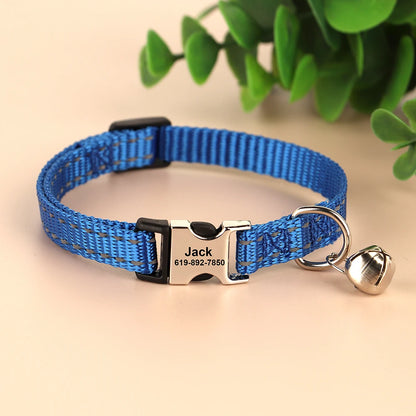 Free personalized kitten collar, engraved with pet dog's name, anti-lost, suitable for cats and small dogs, adjustable