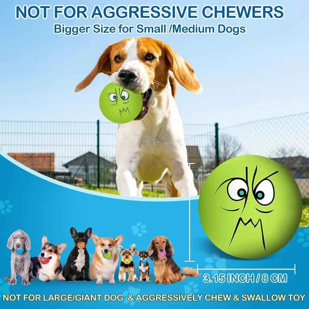 3.14" Squeaky Dog Toys Funny Smile Face Chewing Latex Rubber Fetch Play Interactive Dog Balls for Puppy Small Medium Pet (6PCS)