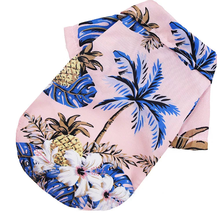Hawaiian-style pet dog clothing Summer beach dog shirt Suitable for small and medium dogs Dog puppy cat clothes Pug French Bulldog