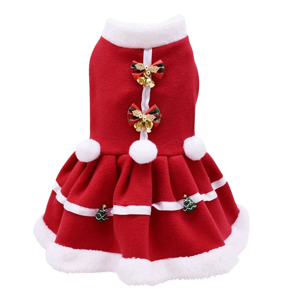 Christmas Dog Dresses For Small Dogs Autumn Winter Pet Dog Bow Tie Skirt Xmas Fancy Princess Puppy Dress Dog Costume