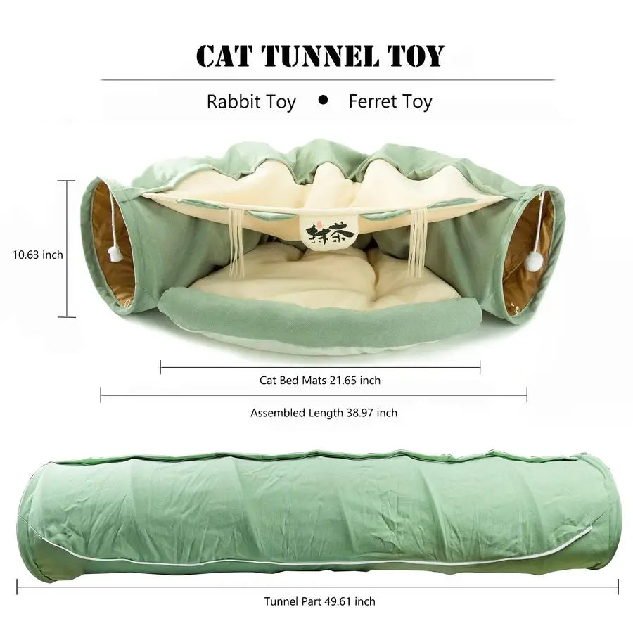 Collapsible Cat Tunnel Toy With Removable Mat 2in1 Design