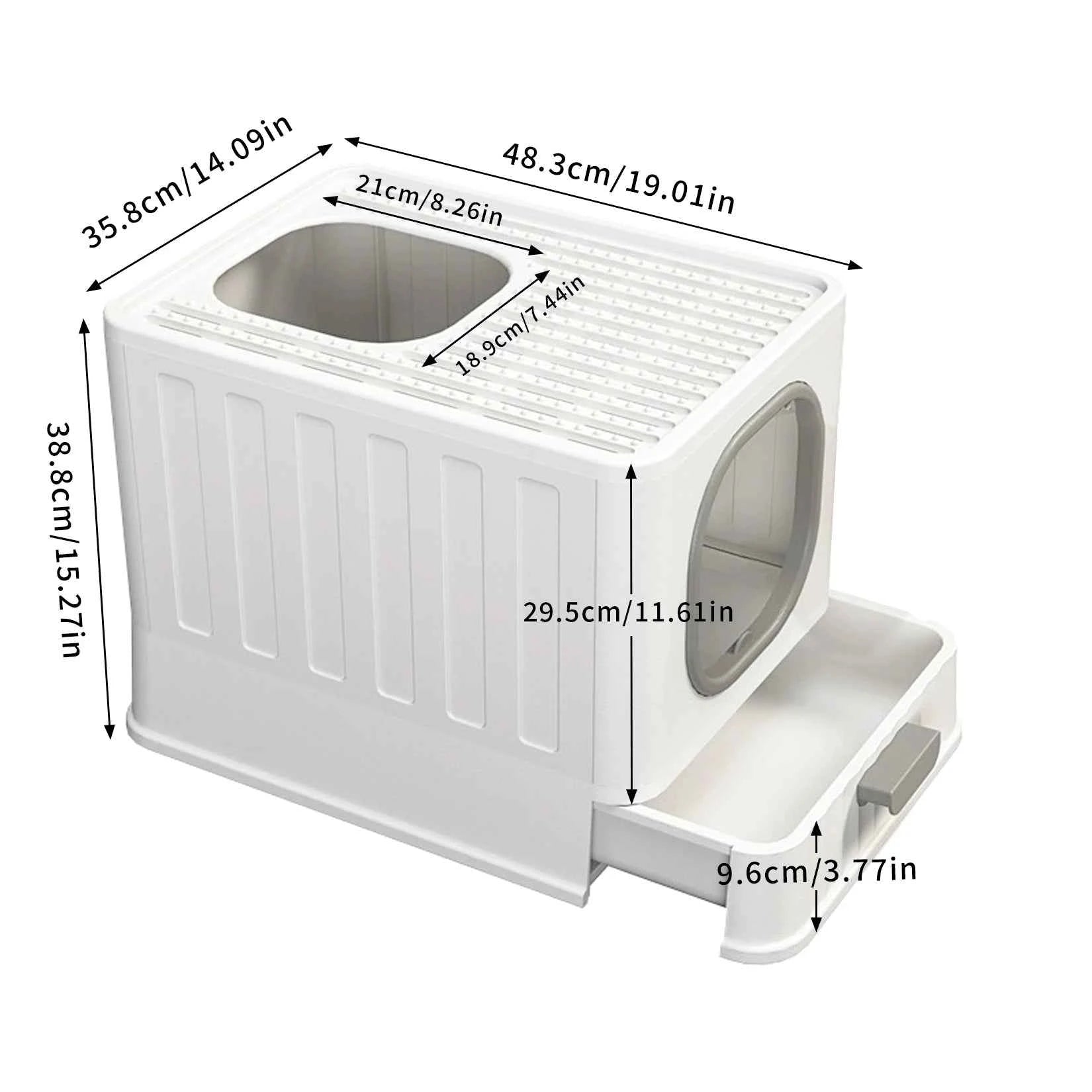 Large Cat Litter Box Pet Toilet Skylight Enclosed Drawer Scoop Covered Tray Pet Kitten Training Toilet with Scoop