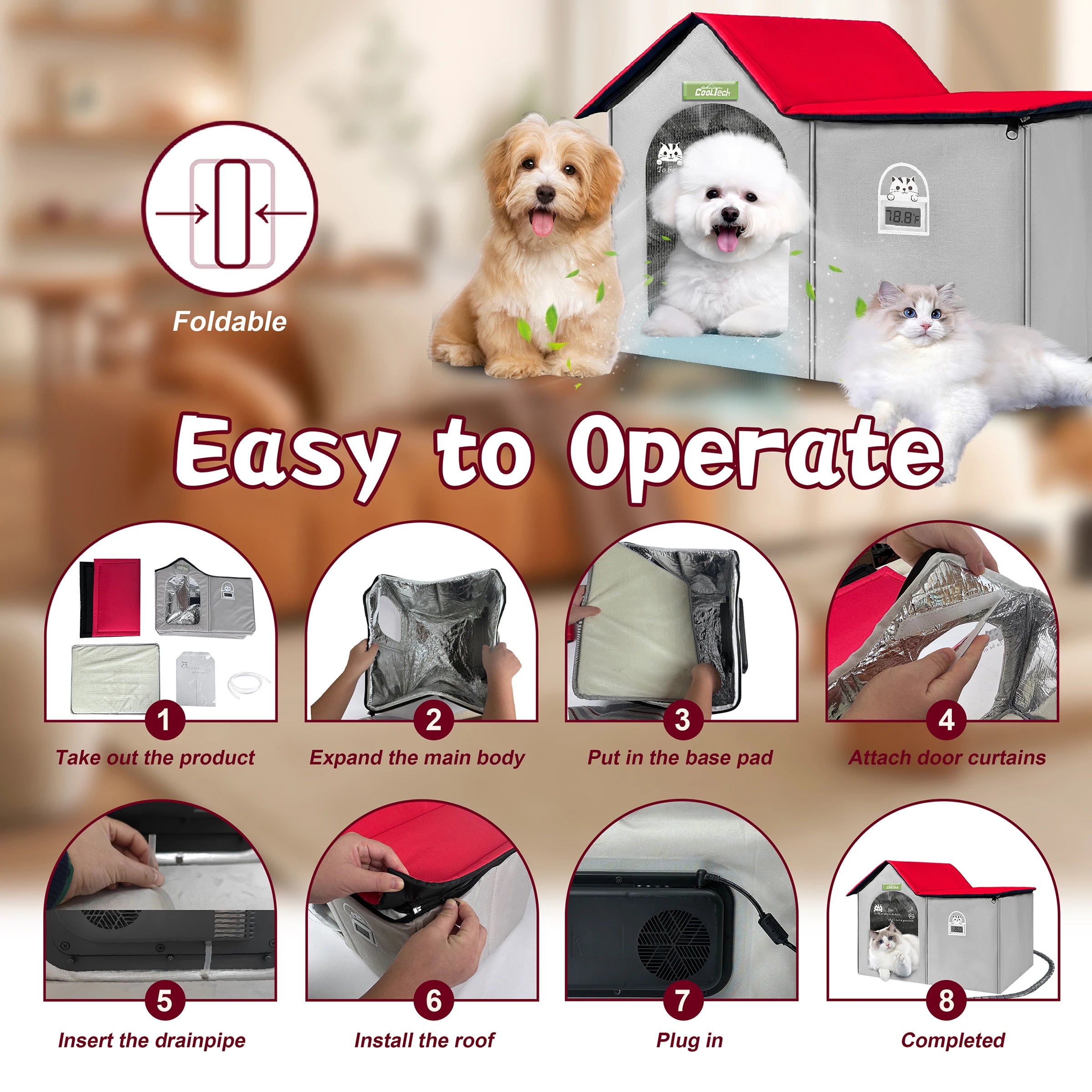 CN Guangdong Smart Pet AC House With Auto Climate Control For Dogs And Cats Energy Efficient Quiet