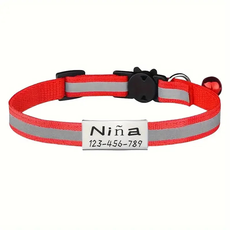 Personalized Free Engraving Reflective Cat Collar Adjustable Nylon