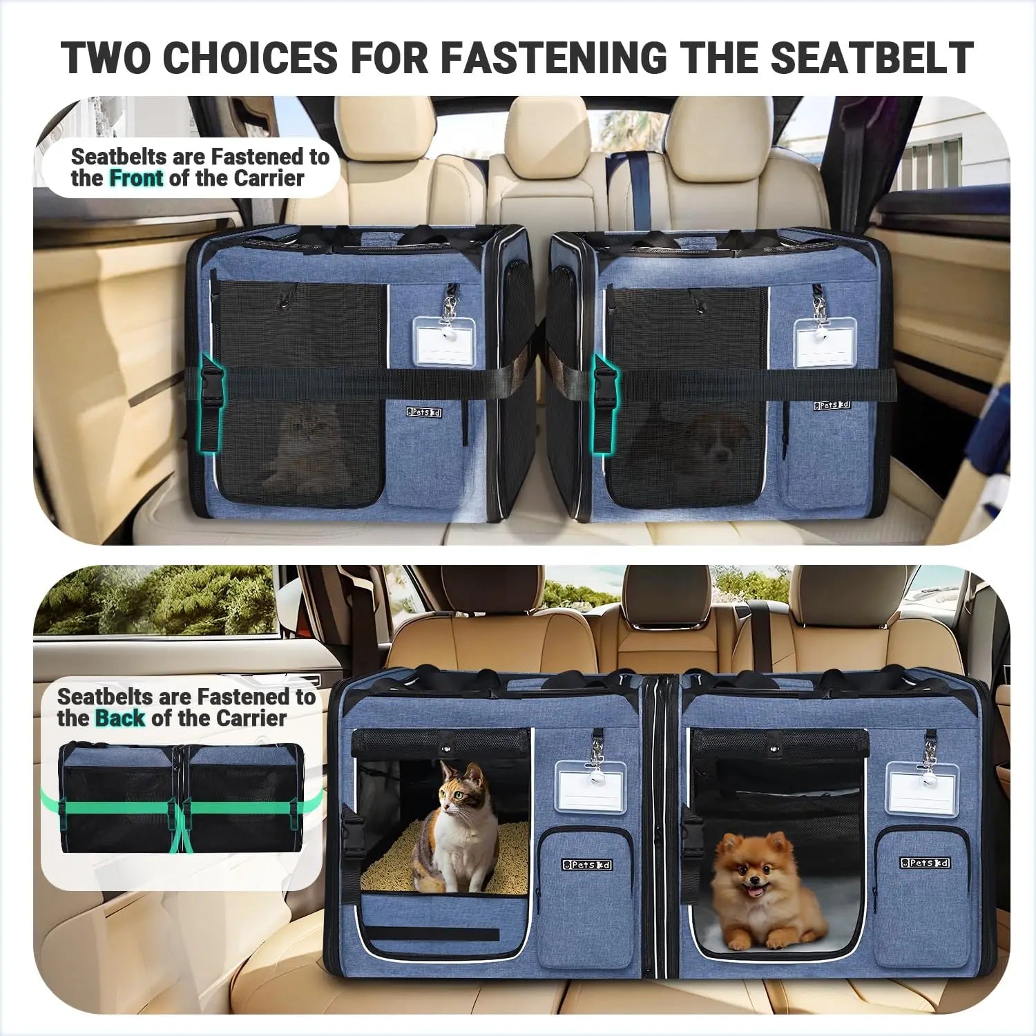 2-In-1 Cat Travel Carrier With Litter Box For Multiple Cats