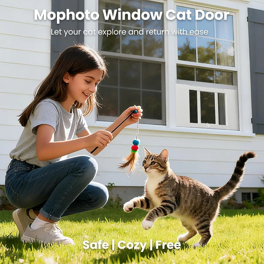 XMSJ Cat Door For Window Weatherproof Aluminum Pet Door With Locking Mechanism