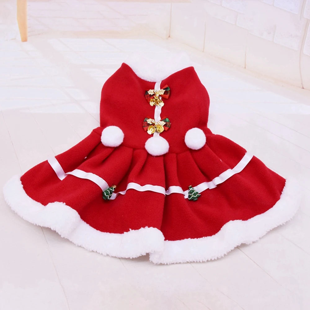 Christmas Dog Dresses For Small Dogs Autumn Winter Pet Dog Bow Tie Skirt Xmas Fancy Princess Puppy Dress Dog Costume