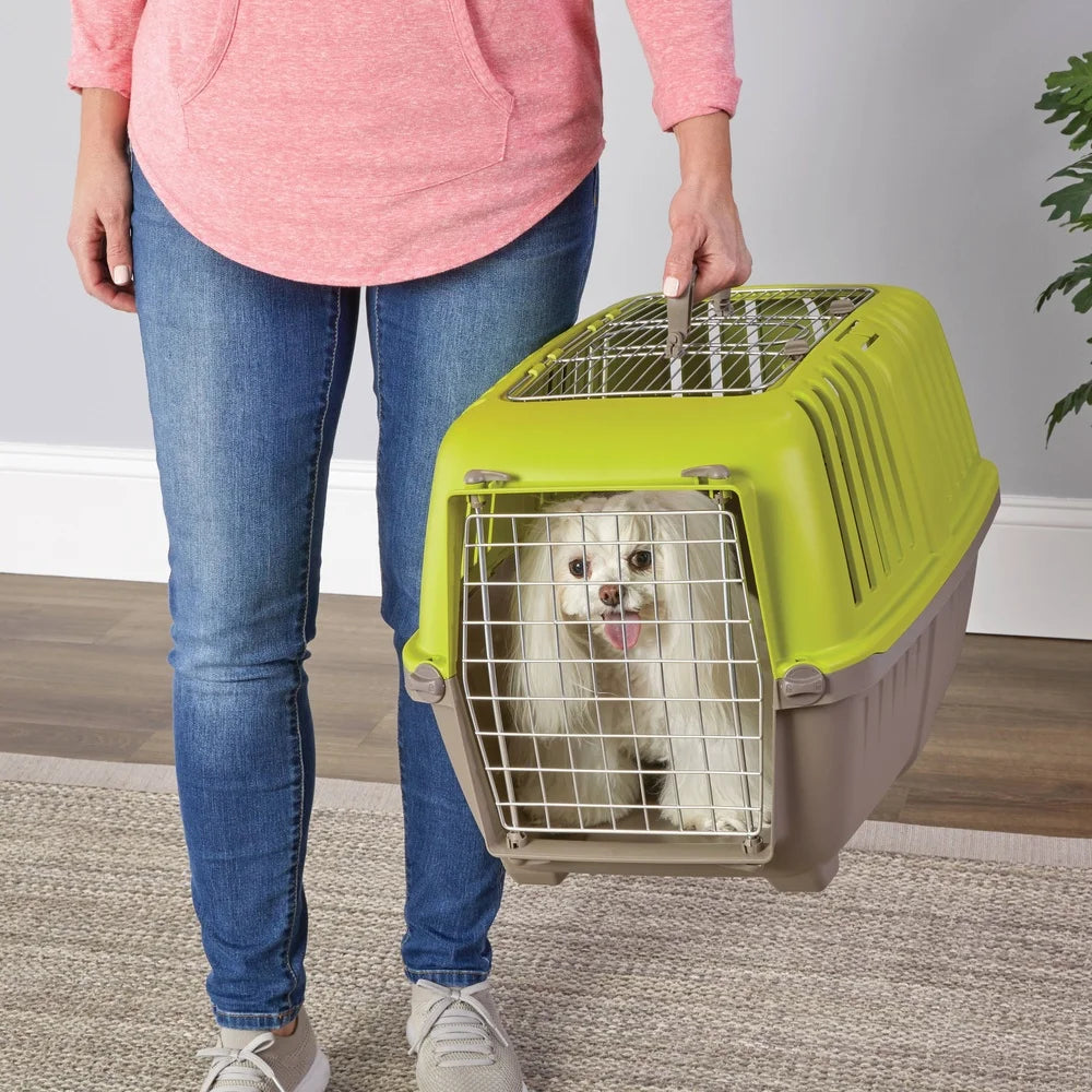 24 Inch Travel Pet Carrier Small Dogs Cats with Steel Door Easy Assembly Portable Durable Design Veterinarian Trips