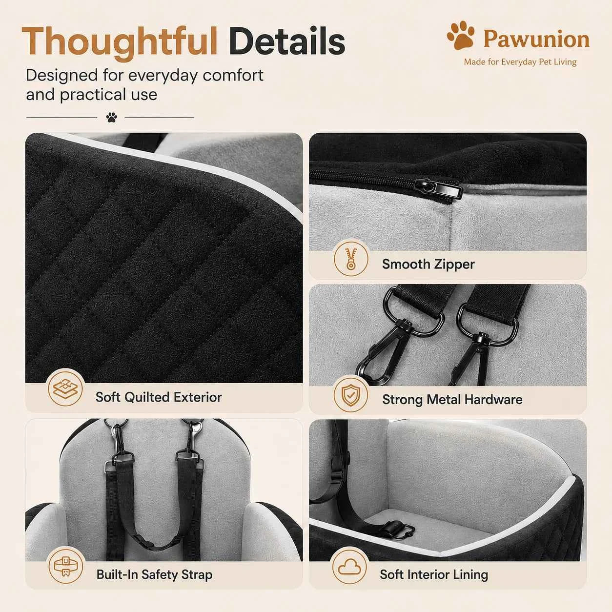 Dog Car Seat for Small/Medium/Large Dogs, Memory Foam Dog Booster Seat with Thick Cushion cool mat up to 55 lbs or 2 Small Dogs, Travel Pet Car Seat with Detachable Washable Cover, 2 Safety Leashes