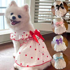 All Seasons Dog Cat Pet Dress Clothes Heart Design Fabric