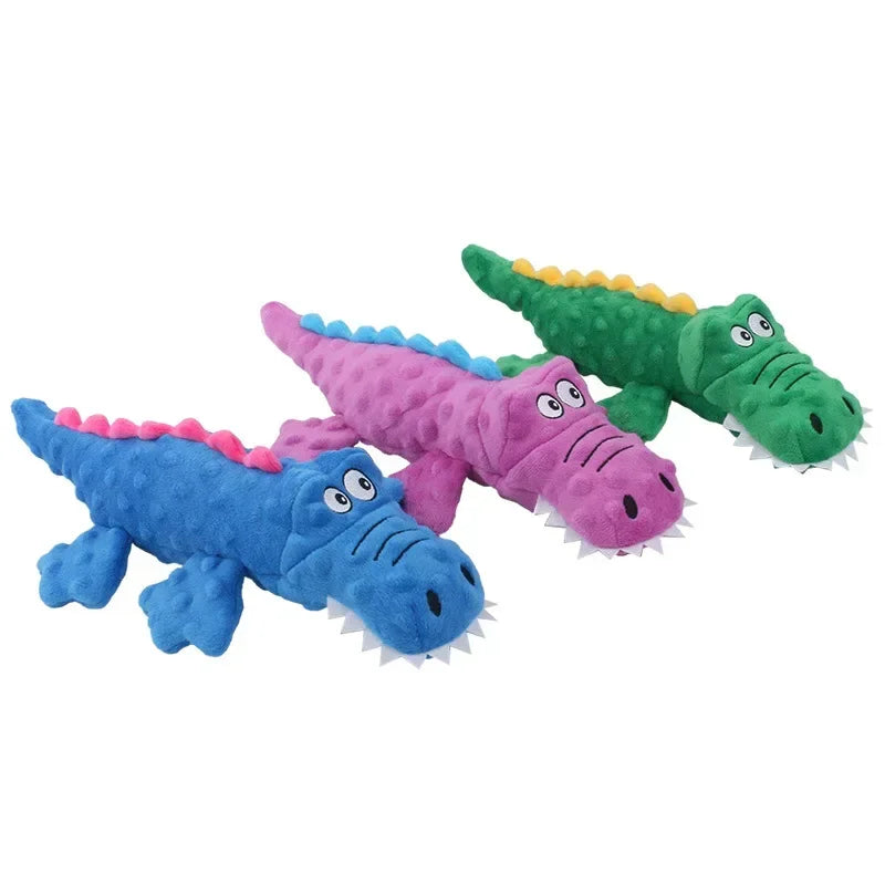 Soft Plush Pet Dog Squeaky Chew Toys Stuffed Crocodile for Small Large Dogs Cat Cute Interactive Squeak Toy Durable