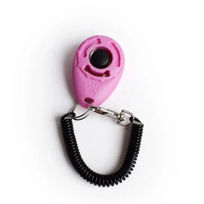 2 in 1 Dog Training Clicker Pet Plastic New Dogs Click Trainer Aid Tools Adjustable Wrist Strap Sound Key Chain Dog Supplies