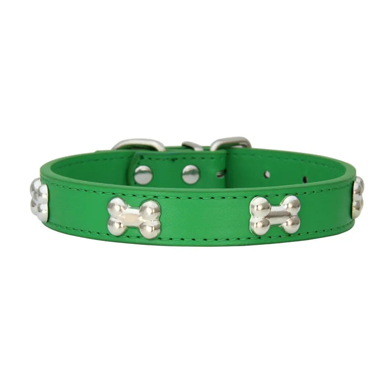Bone Leather Durable Dog Collar For All Breeds Pet Accessories