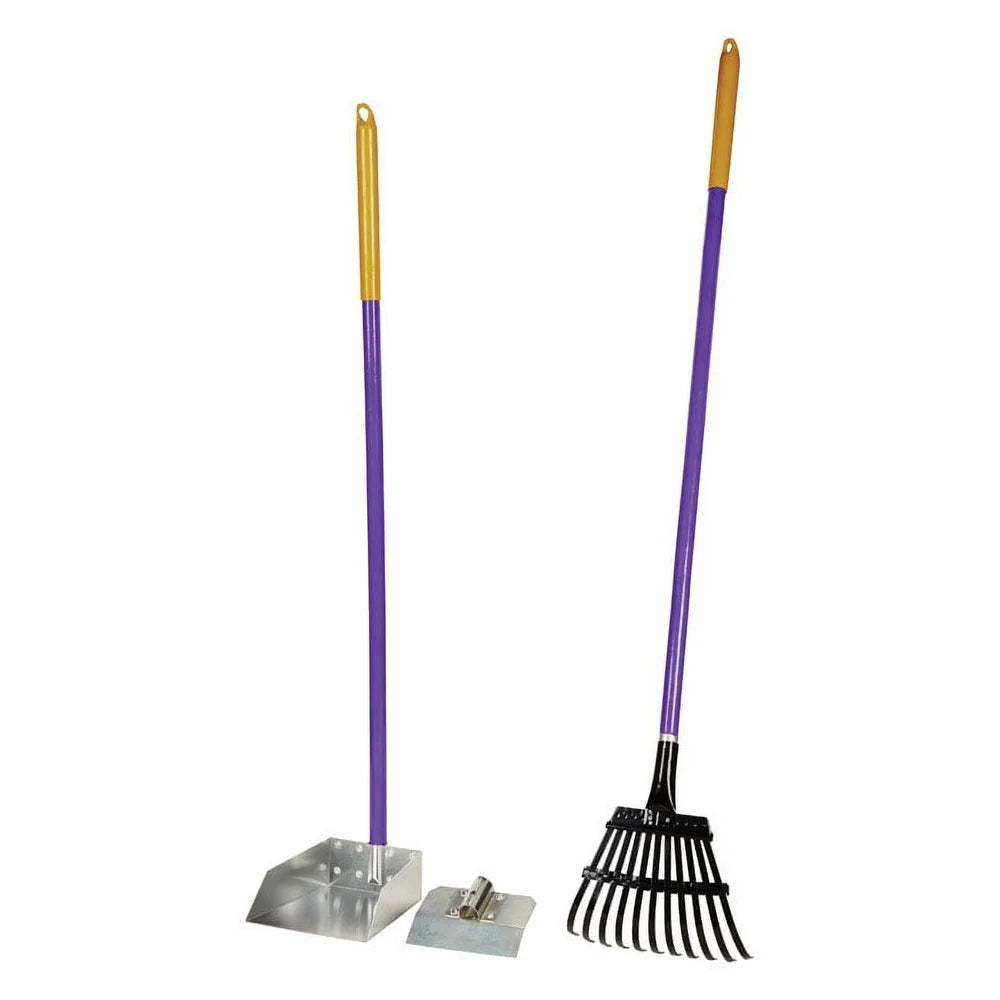 Aluminum Dog Waste Pickup Tool Kit with Rake Pan Handle Lightweight Pet Accessory Easy Cleanup 3 Pieces