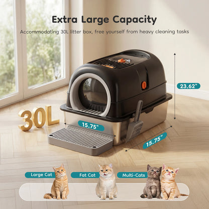 Stainless Steel Cat Litter Box Enclosed For Large Cats