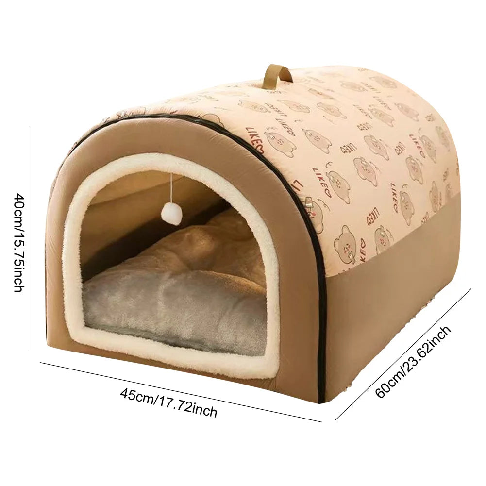 APWIKOGERCN Cat Cave Bed With Removable Cushioned Pillow