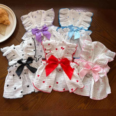 All Seasons Dog Cat Pet Dress Clothes Heart Design Fabric