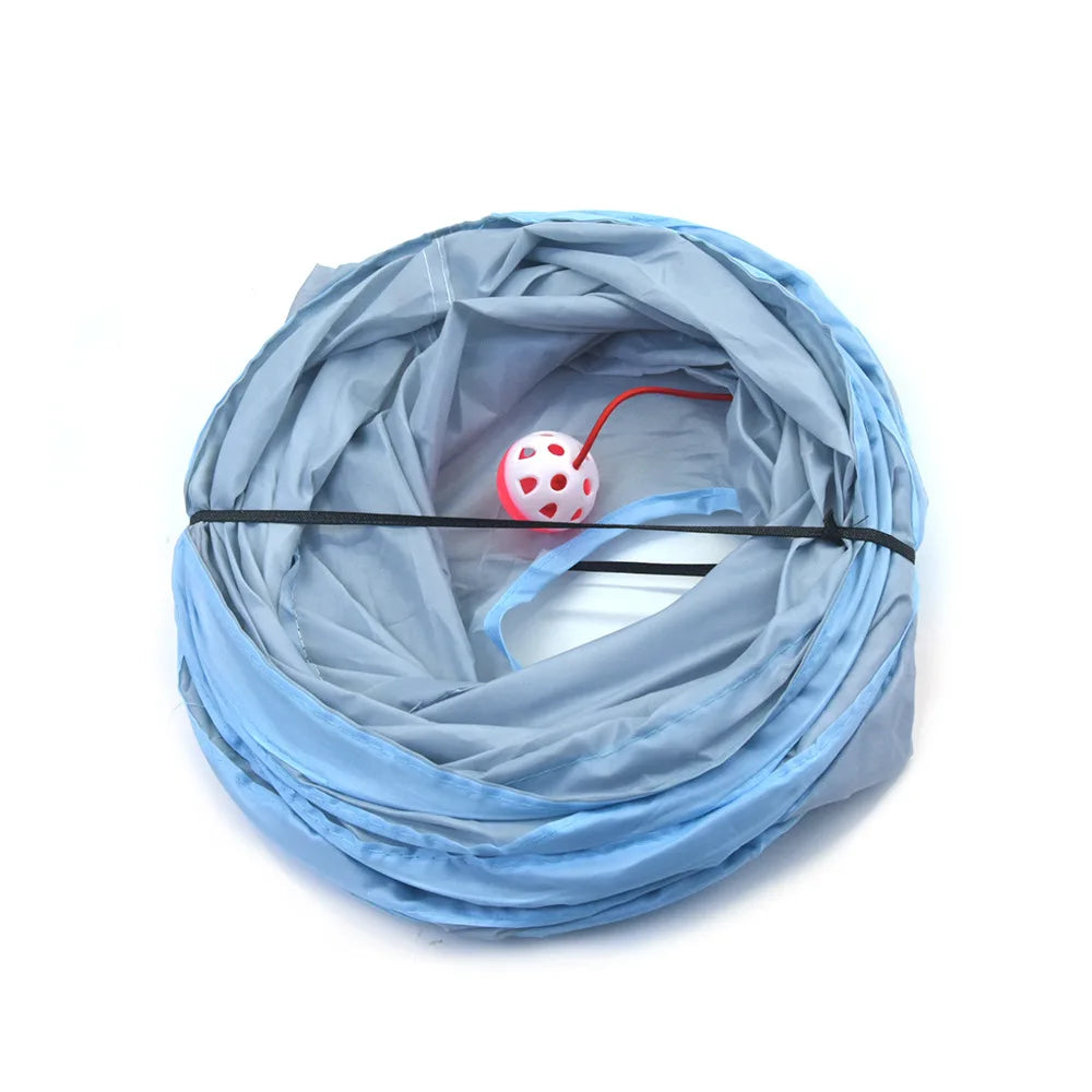 Foldable Cat Tunnel Tube Toy With Peep Hole Interactive Play
