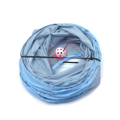Foldable Cat Tunnel Tube Toy With Peep Hole Interactive Play
