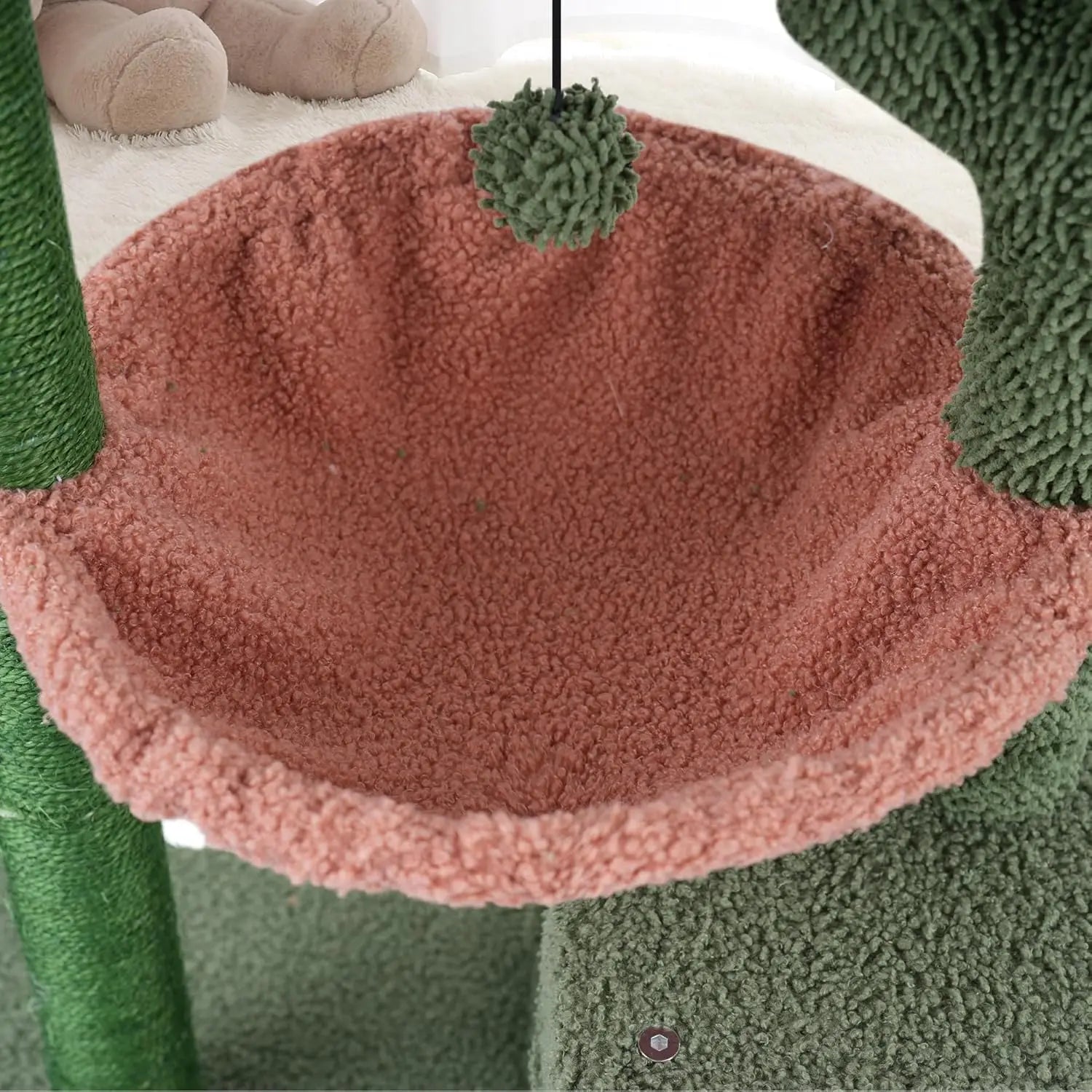 Cactus Cat Tree Tower with Twin Condos, Scratching Post, Hammock, Toys - Green