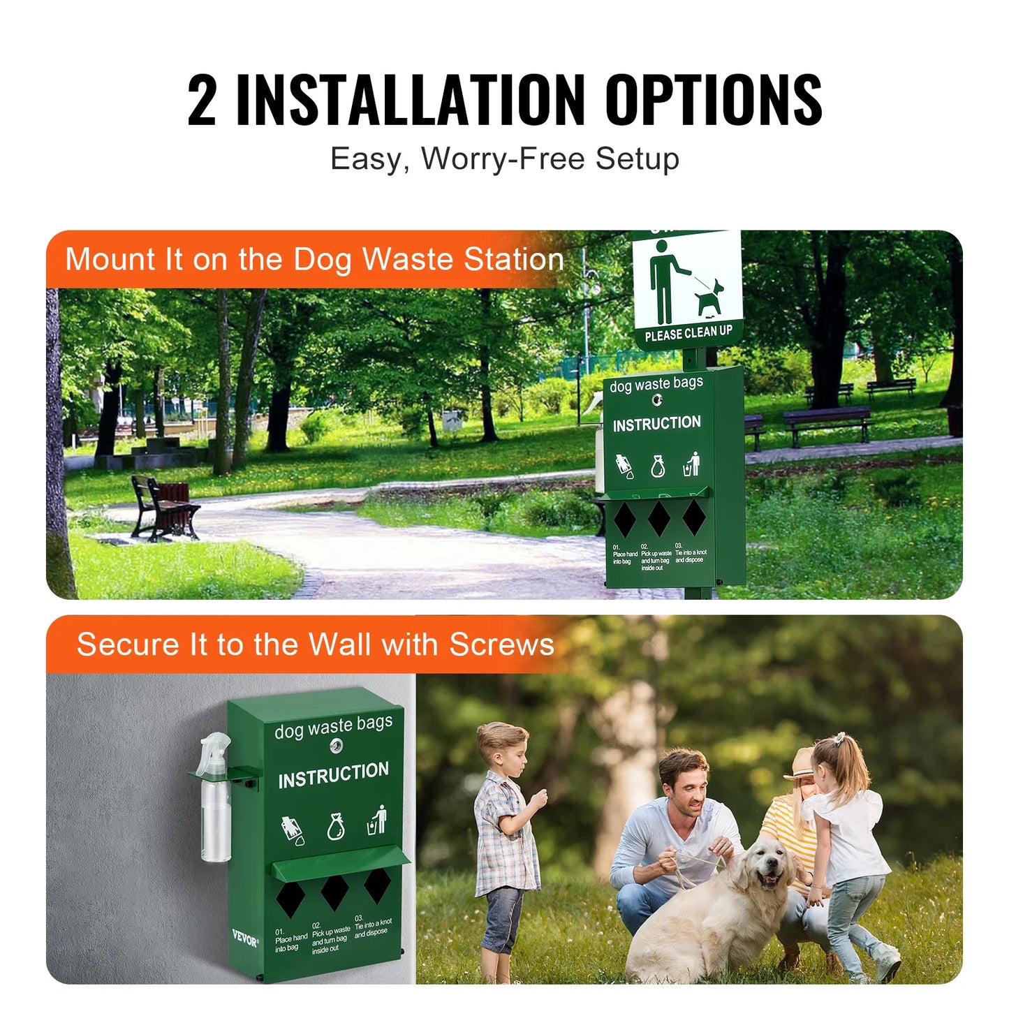 SucceBuy Dog Poop Bag Dispenser with Hand Wash Bottle Lockable Outdoor Dog Waste Bag Holder with 600 Waste Bags for Porch Lawn