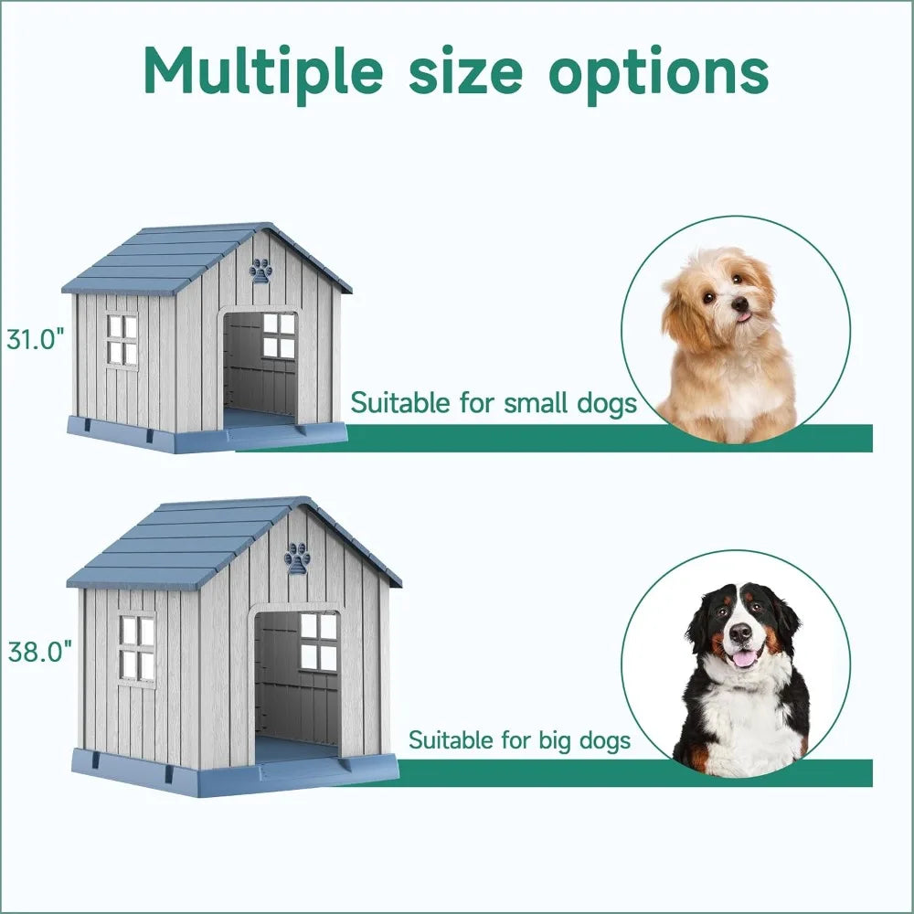 Large Resin Dog House - Indoor & Outdoor Pet Shelter | Water-Resistant, Easy Assembly, Sturdy Dog Kennel with Air Vents