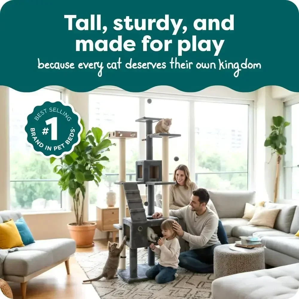 Sisal Cat Tree With Condos And Perches For Indoor Cats
